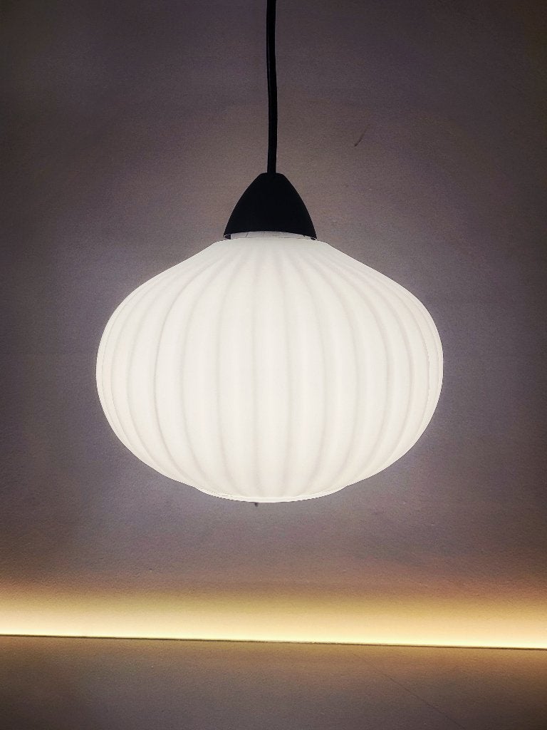 Vintage glazen hanglamp, opaline wit, jaren 60, Antiek en Kunst, Ophalen of Verzenden
