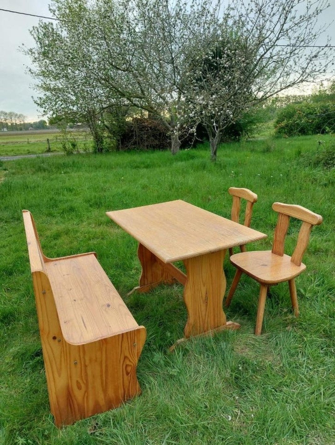 Binnentafel met bank en stoelen, Ophalen, Hout