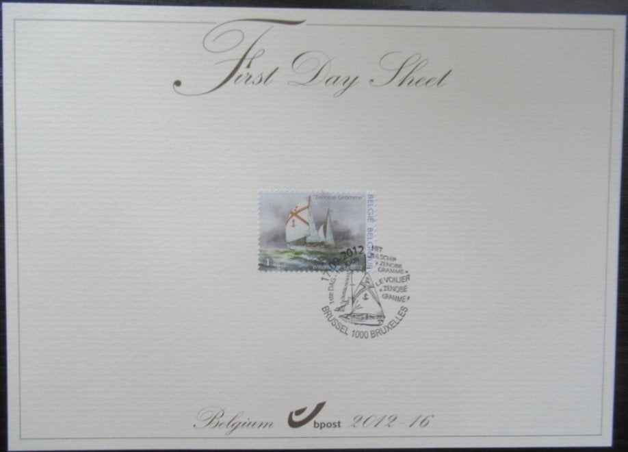 First Day Sheet (FDS) - Zénobe Gramme  W. Vance, Ophalen, Scheepvaart, Zonder envelop, Gestempeld