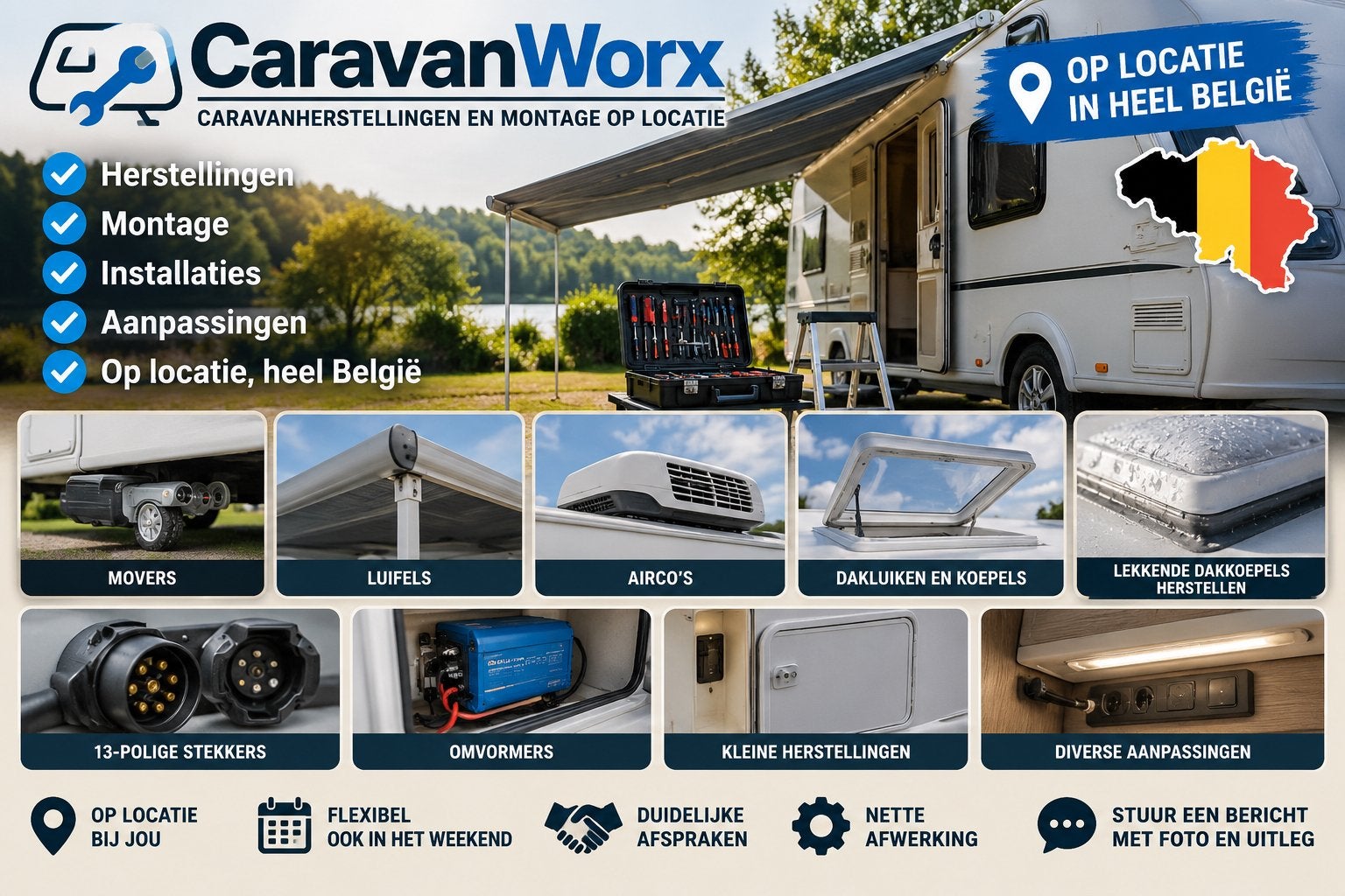 Caravan herstellingen en montage op locatie, CaravanWorx, Particulier, Luifel