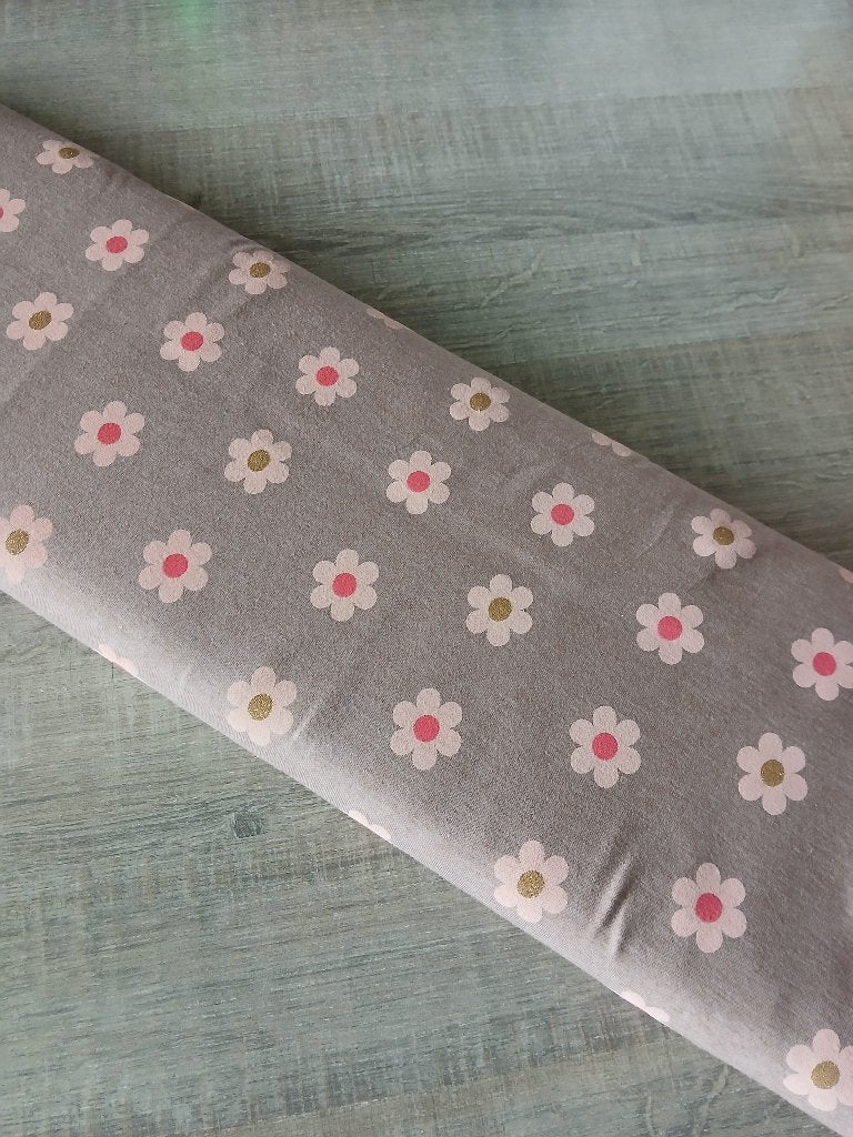 Outlet : jersey stof met glitter bloemen, Neuf, Coton, 200 cm ou plus, Enlèvement ou Envoi