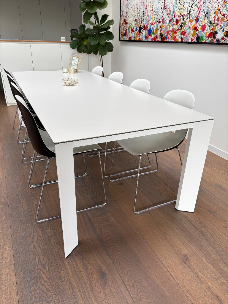 Tafel Joli en 8 designstoelen (tafel; indoor/outdoor), Huis en Inrichting, Ophalen, Overige materialen, 200 cm of meer, 50 tot 100 cm
