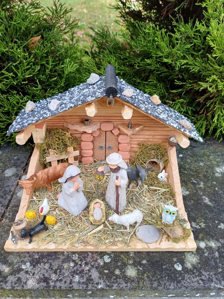 Crèche de Noël artisanale neuve en bois F217, Enlèvement ou Envoi, Neuf