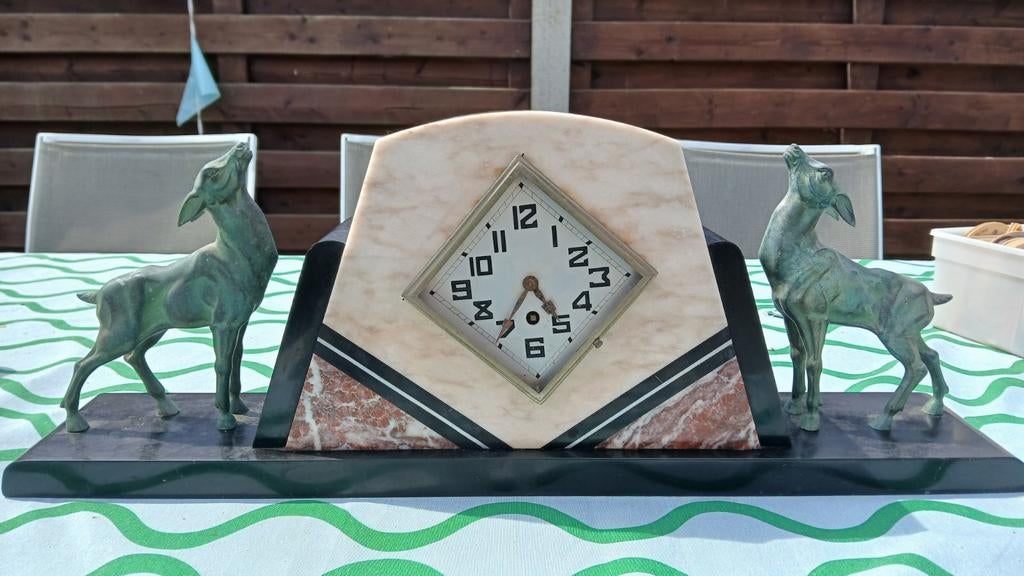 Marmeren art deco klok, Antiek en Kunst, Ophalen