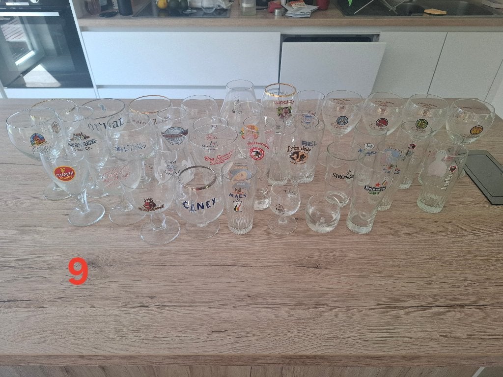 Lot de verres à bière – nombreuses marques belges, Verzamelen, Biermerken, Ophalen, Zo goed als nieuw, Glas of Glazen, Leffe