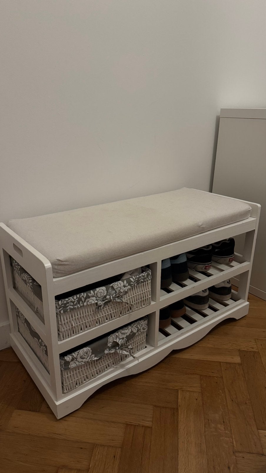 Rangement blanc pour chaussures avec deux tiroirs., Maison & Meubles, Enlèvement, Comme neuf