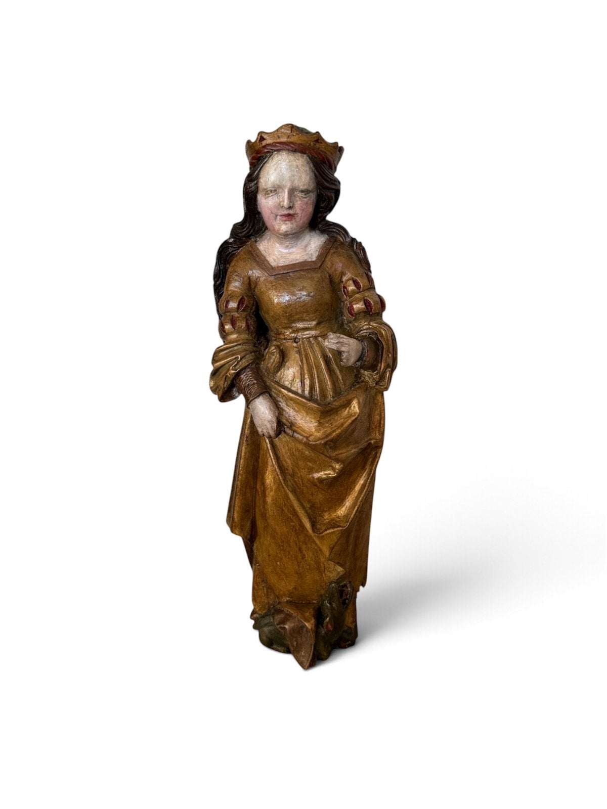 Antiek houten beeld / Margareta van Antiochië / 16e eeuw, Antiquités & Art, Enlèvement ou Envoi, Statue