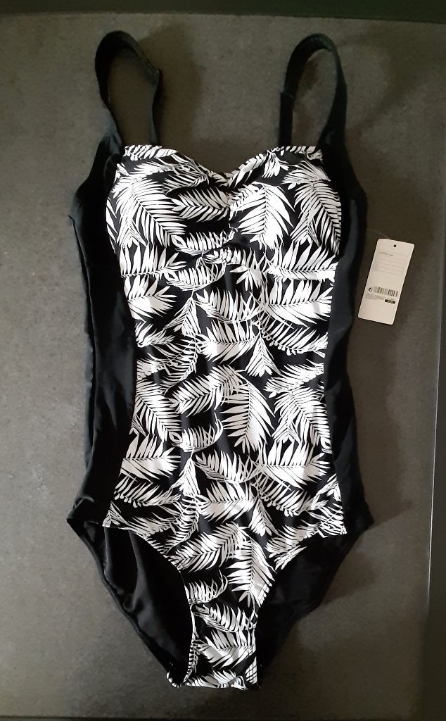 Te koop: Nieuw! Mooi zwart/wit badpak met bladeren, Ophalen, Nieuw, Zwart, Badpak