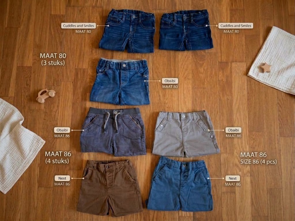 Pakket van 7 jeansbroeken / jongens (maat 80 & 86), Kinderen en Baby's, Ophalen, Gebruikt, Broekje, Obaibi