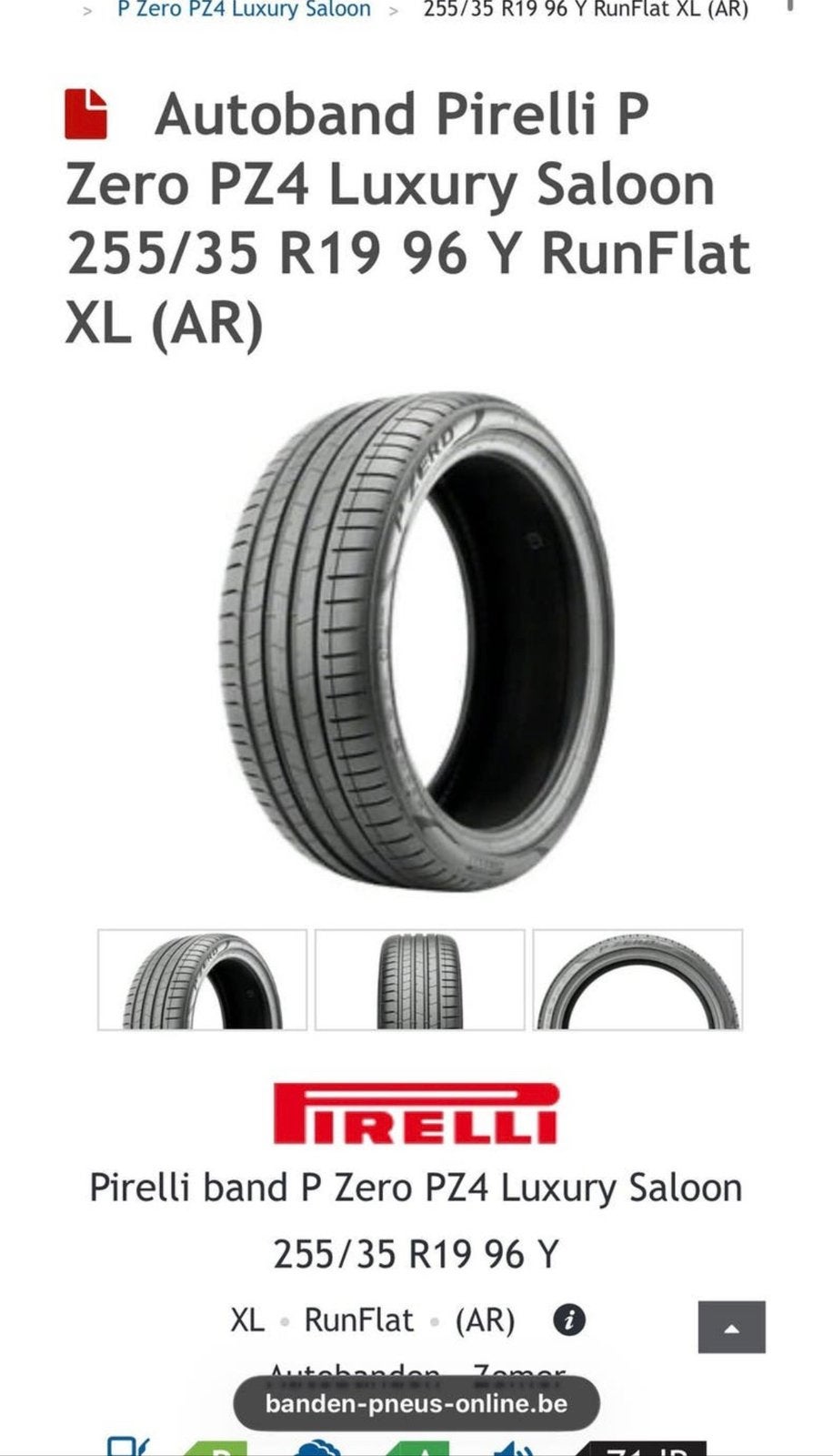 Pirelli P Zero PZ4, Ophalen, Gebruikt