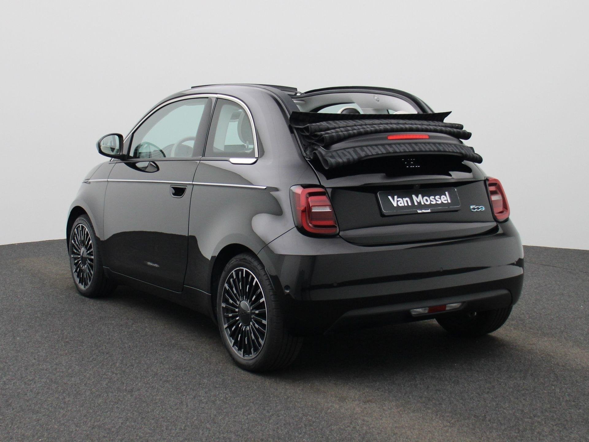 Fiat 500C 500e 42 kWh La Prima, Auto's, 4 zetels, Stof, Cabriolet, Zwart
