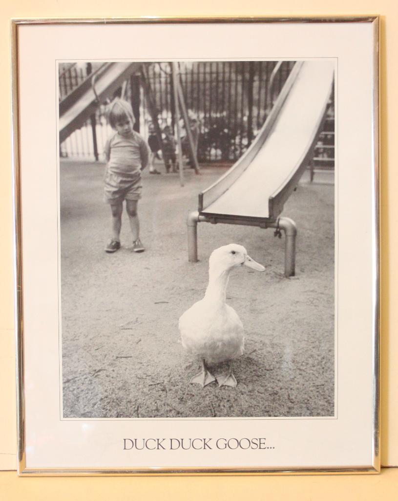 Grappige Vintage Foto Van Schattig Kindje Met Gans / Eend, Ophalen of Verzenden