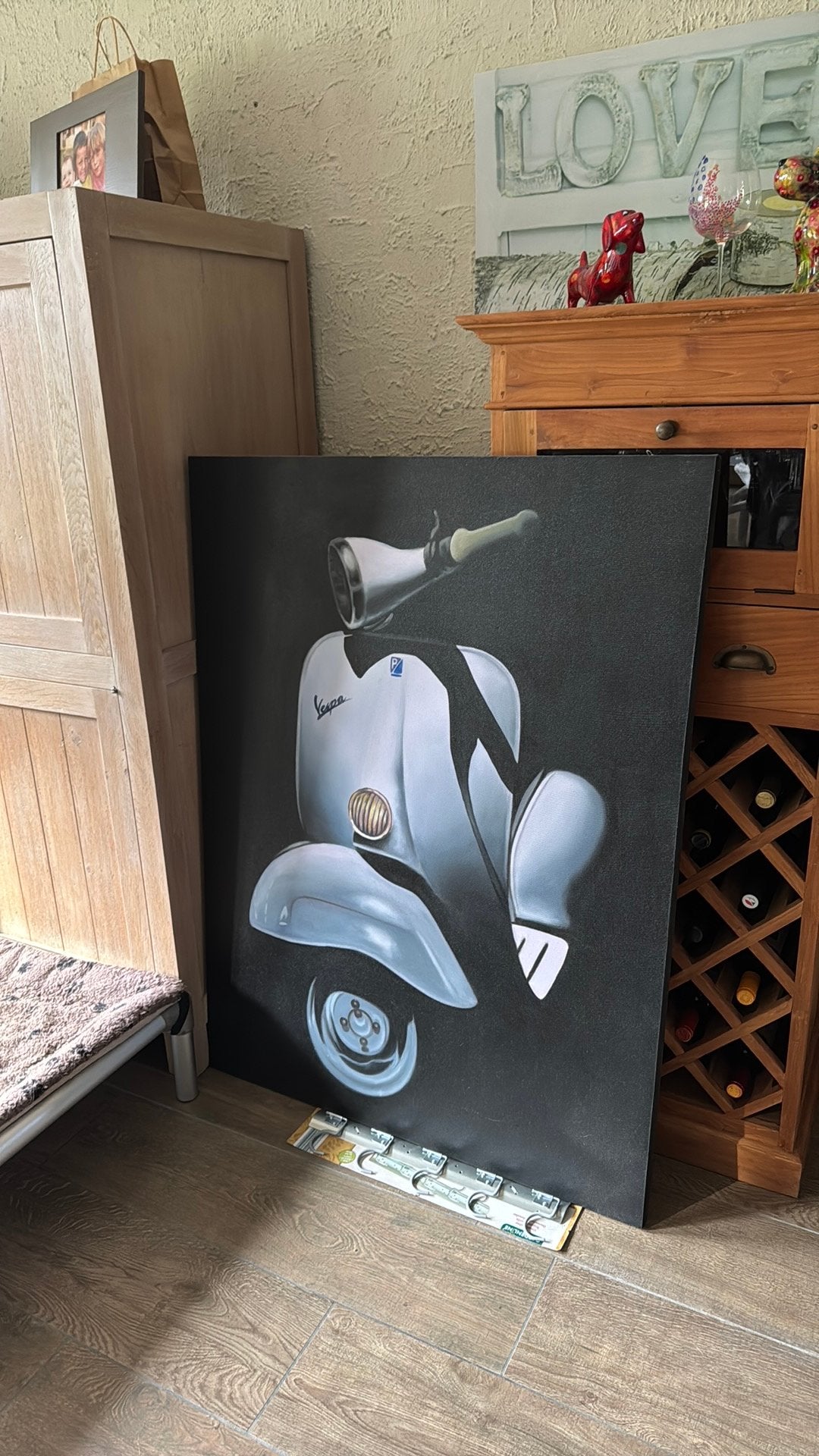 Schilderij Vespa, 75 cm ou plus, Comme neuf, Création originale, 75 à 100 cm