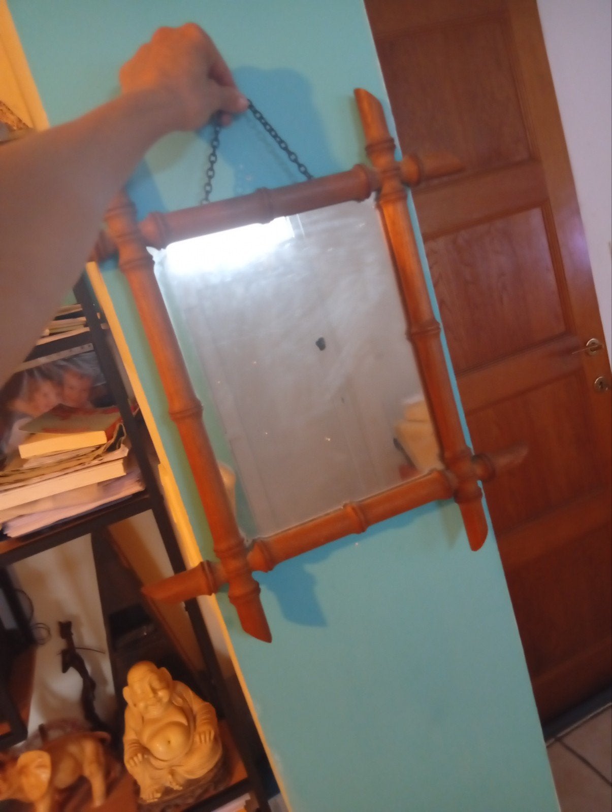 Miroir encadrement bois imitation bambou