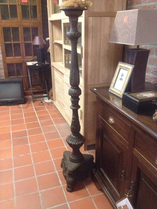 UNIEKE XXL ZWARE KANDELAAR gietijzer 150 hoog, Antiek en Kunst, Ophalen