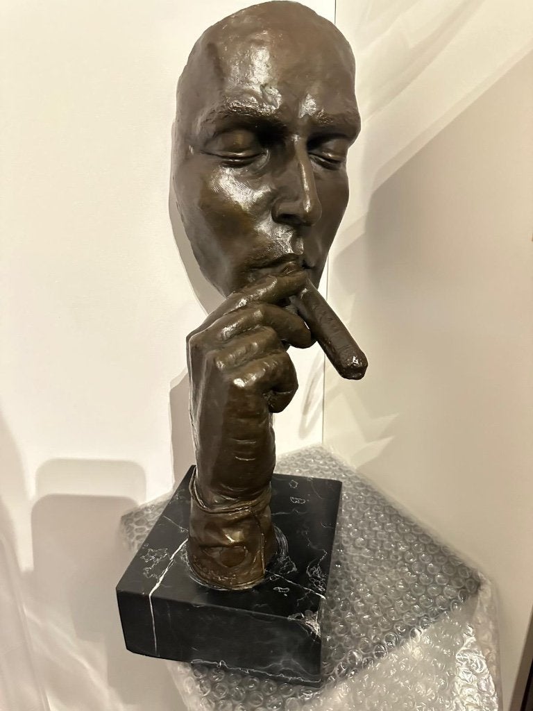 Bronzen beeld man met sigaar, Antiek en Kunst, Ophalen, 50 - 100 cm, Brons, Beeld