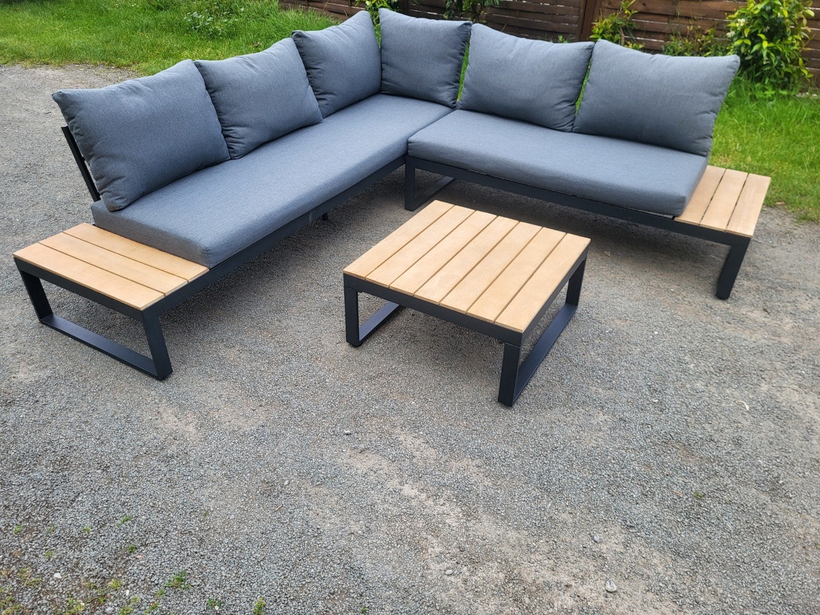 Aluminium loungeset met bijhorende kussens en tafel, Enlèvement, Aluminium, Sets de jardin