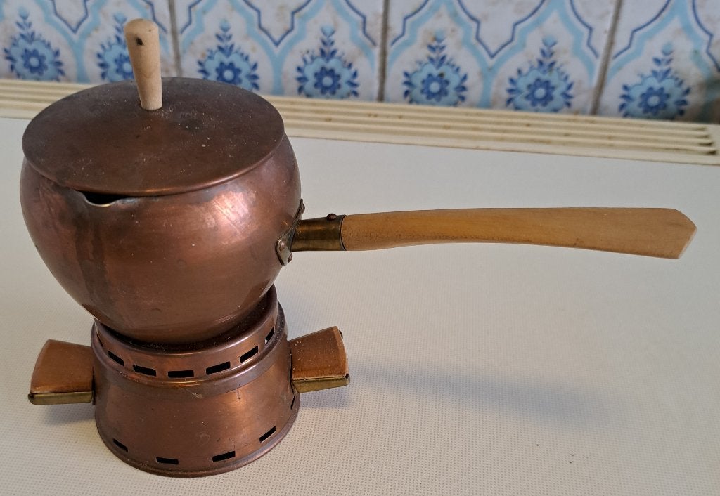 Set à fondue/réchaud au chocolat vintage en cuivre + pichet, Enlèvement