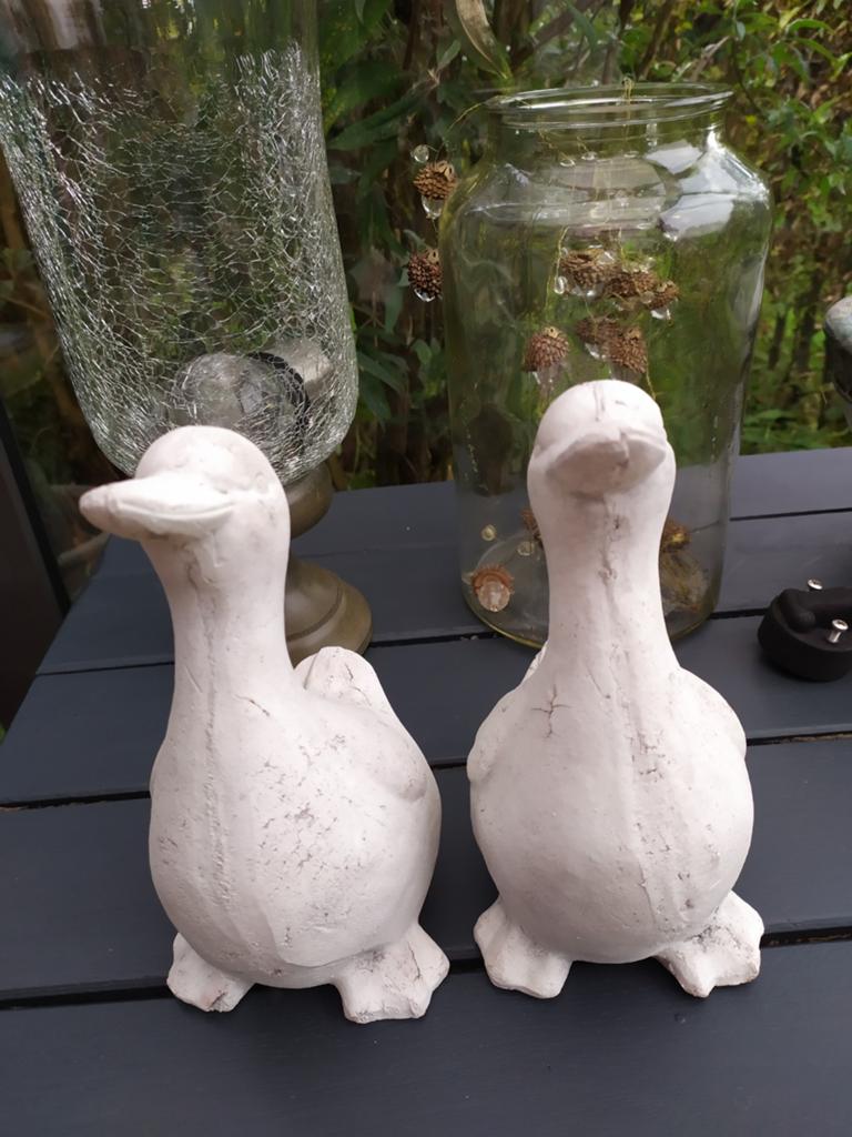 Blanc avec traces grises de canards en pierre J-line en bon, Jardin & Terrasse, Enlèvement ou Envoi