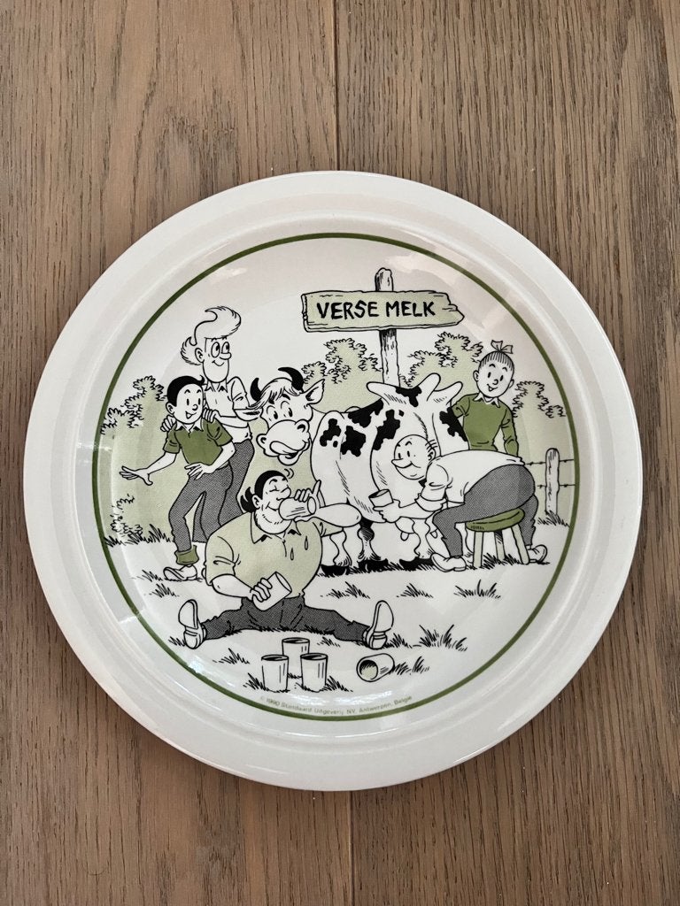 SUSKE en WISKE - Verse Melk * 1990 * Eetbord * TOPSTAAT, Enlèvement ou Envoi, Comme neuf, Porcelaine, Assiette ou Plat