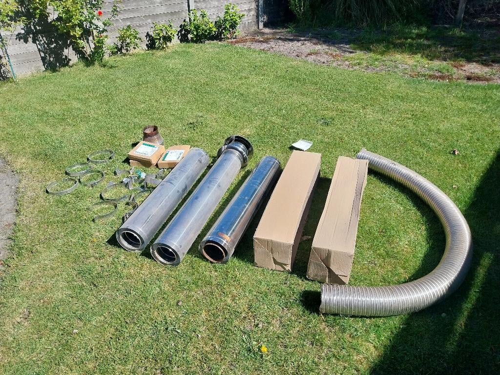 geïsoleerde kachelpijp inox 5 meter + toebehoren, Doe-het-zelf en Bouw, Ophalen, Inox, Overige typen, Nieuw