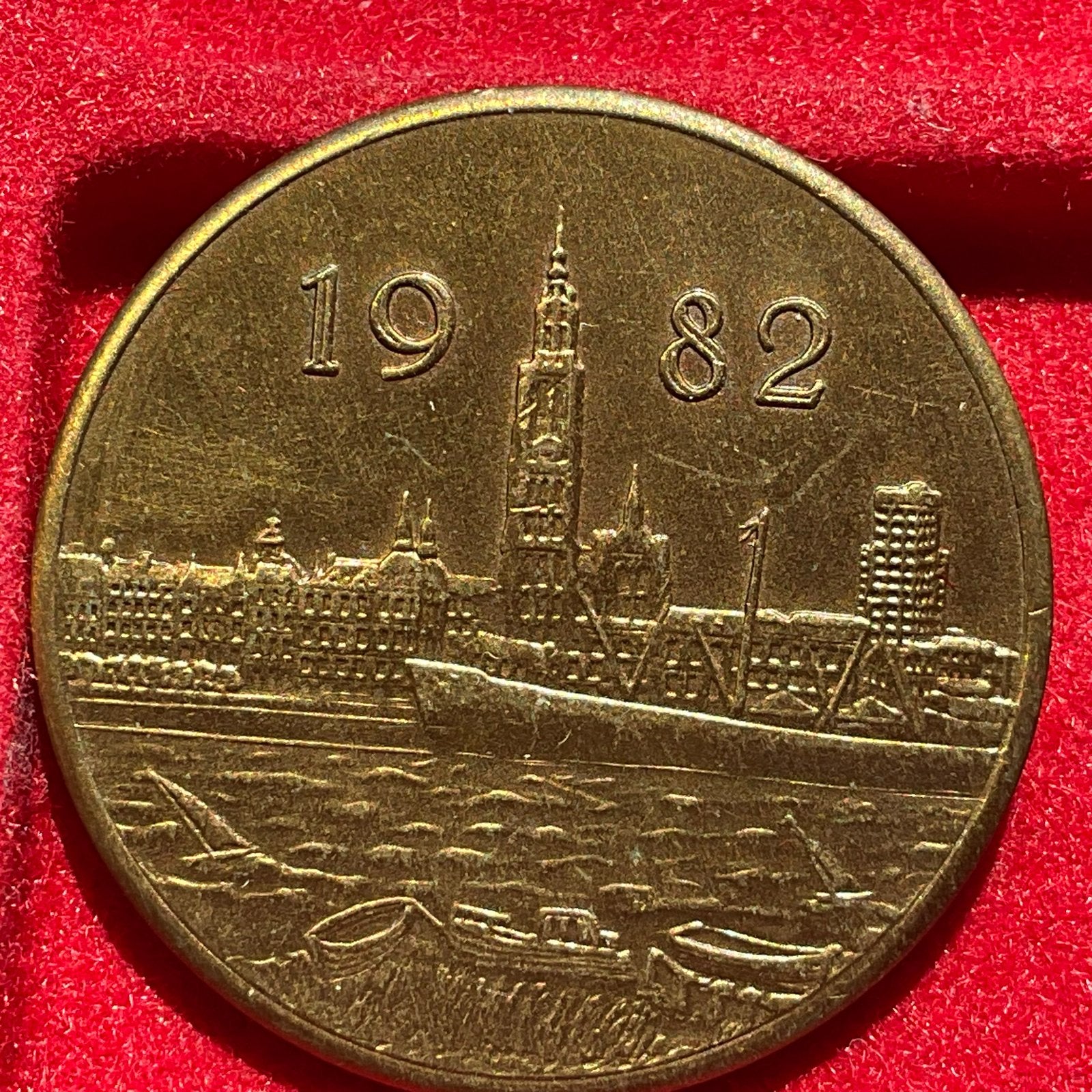 Antwerpen - Prachtige penning met zicht op stad - 1982, Envoi, Métal, Monnaie en vrac
