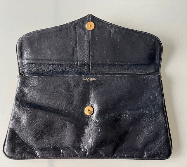 LANCEL zwarte leren etui, Ophalen, Zo goed als nieuw, Zwart