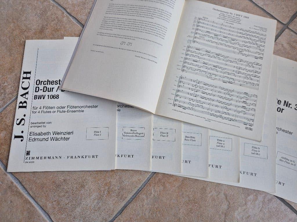 Bladmuziek 3 of meer fluiten. Klassiek en populair 11 stuks, Klassiek, Overige soorten, Ophalen of Verzenden, Zo goed als nieuw
