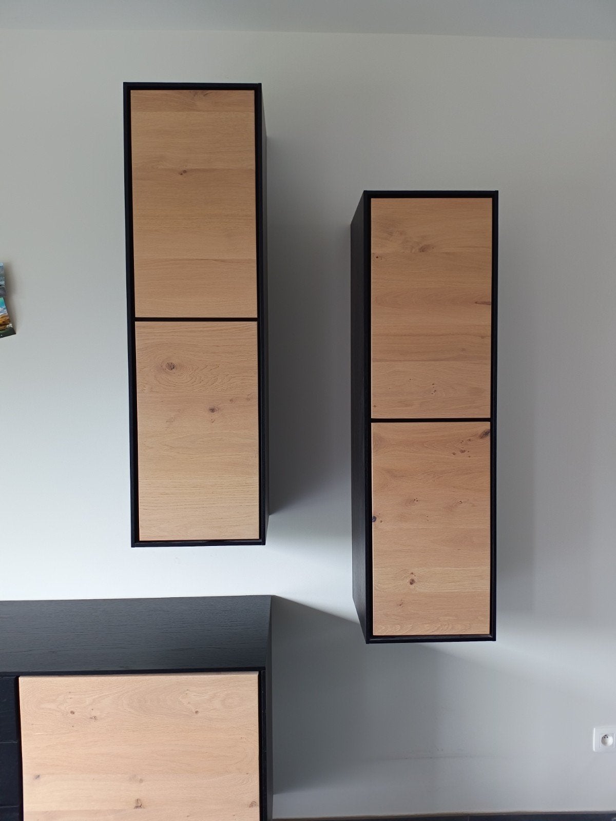 Hangkasten 2x, vol hout, eik, Ophalen, Met deur(en), 100 tot 150 cm, Eikenhout
