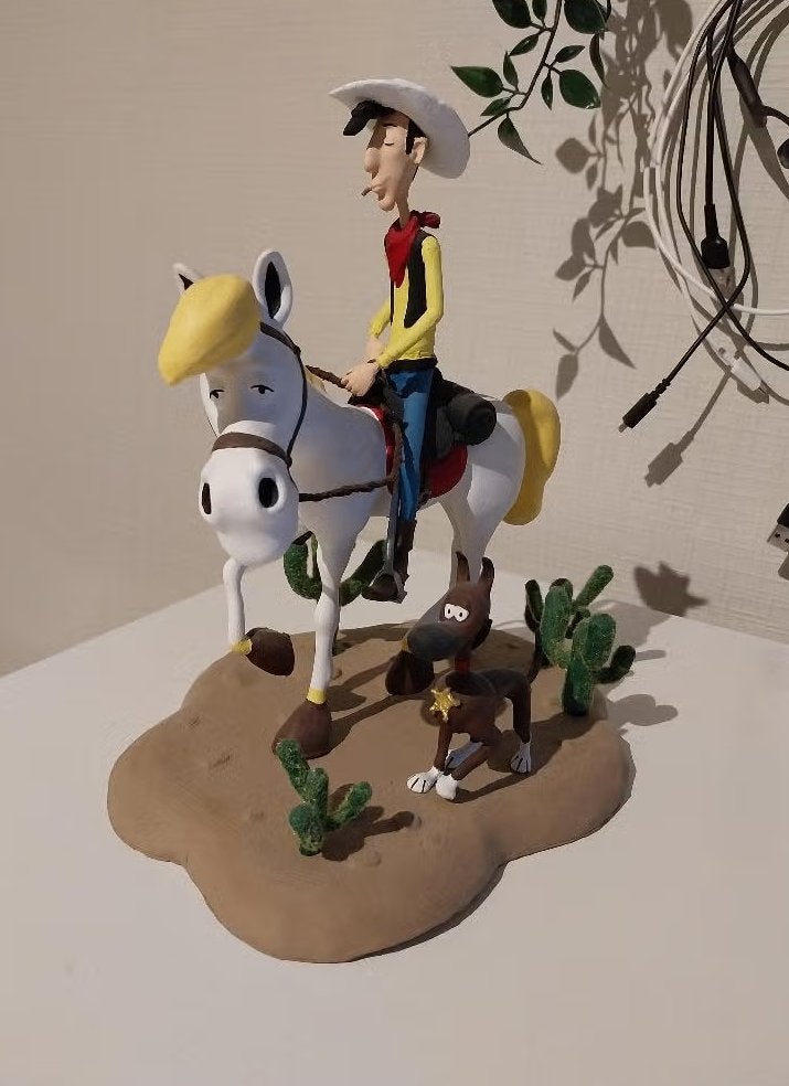 beeldje Lucky Luke, Collections, Personnages de BD, Enlèvement ou Envoi, Autres personnages, Neuf, Statue ou Figurine