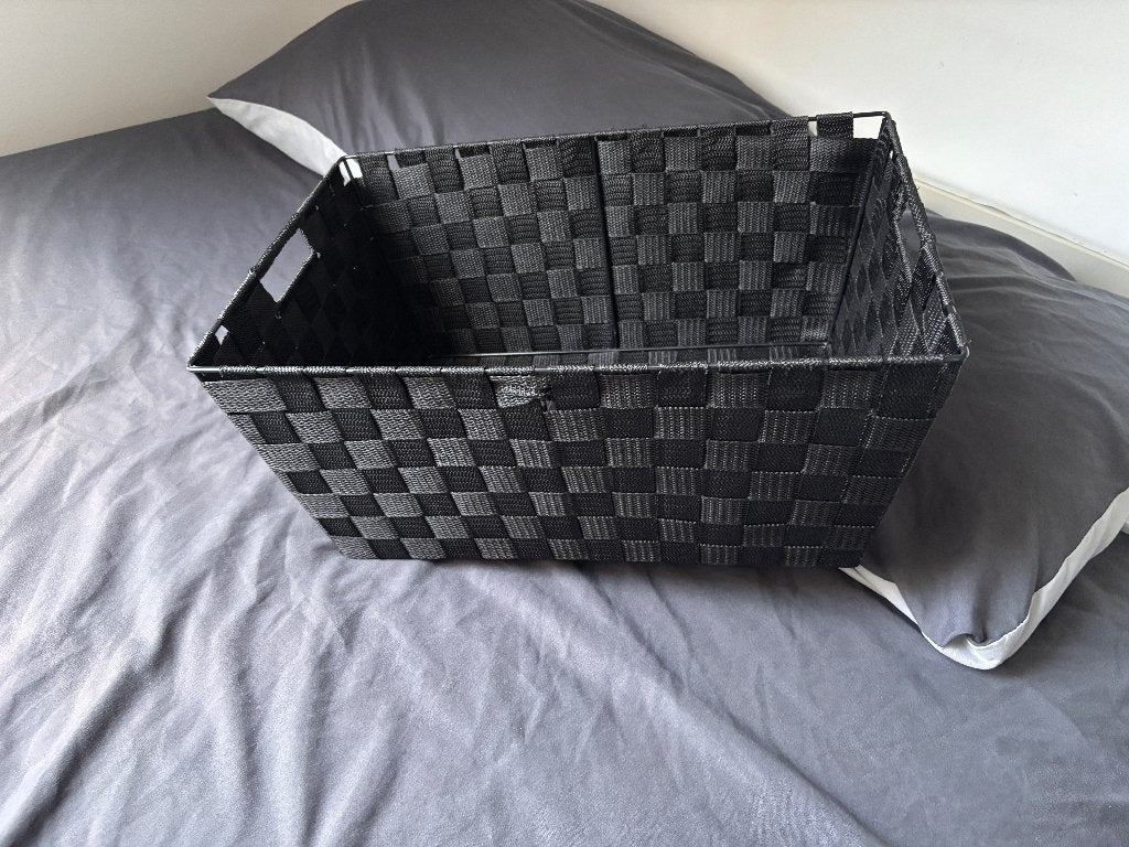 3 paniers tressés noirs, Maison & Meubles, Accessoires pour la Maison | Plataux & Paniers, Neuf, Synthétique, Enlèvement, Panier