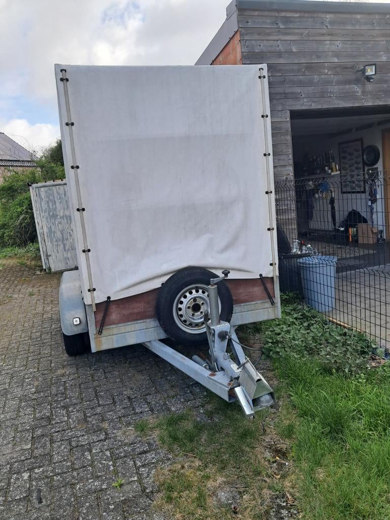 Geremde dubbelas aanhangwagen met huif. MTM 2000 KG., Auto diversen, Aanhangers en Bagagewagens, Gebruikt, Ophalen