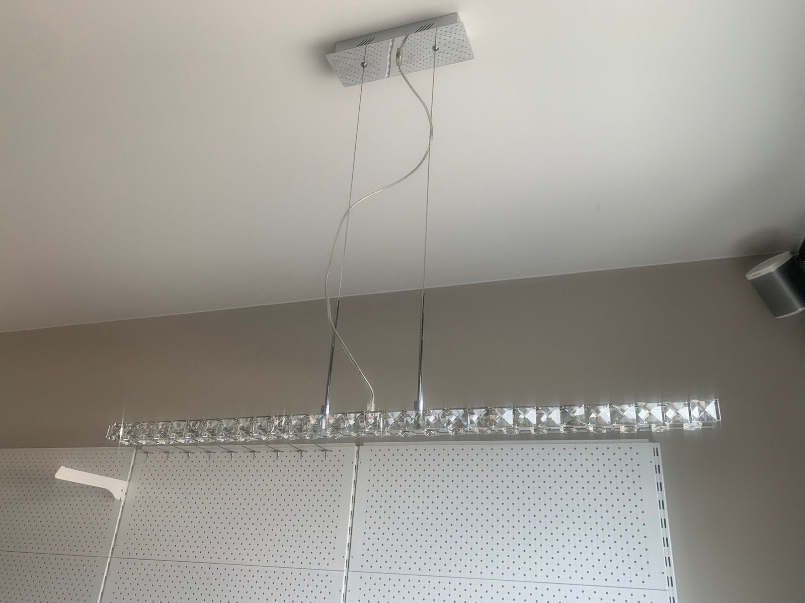 Longue lampe suspendue en cristal, Maison & Meubles, Lampes | Suspensions, Comme neuf, Enlèvement