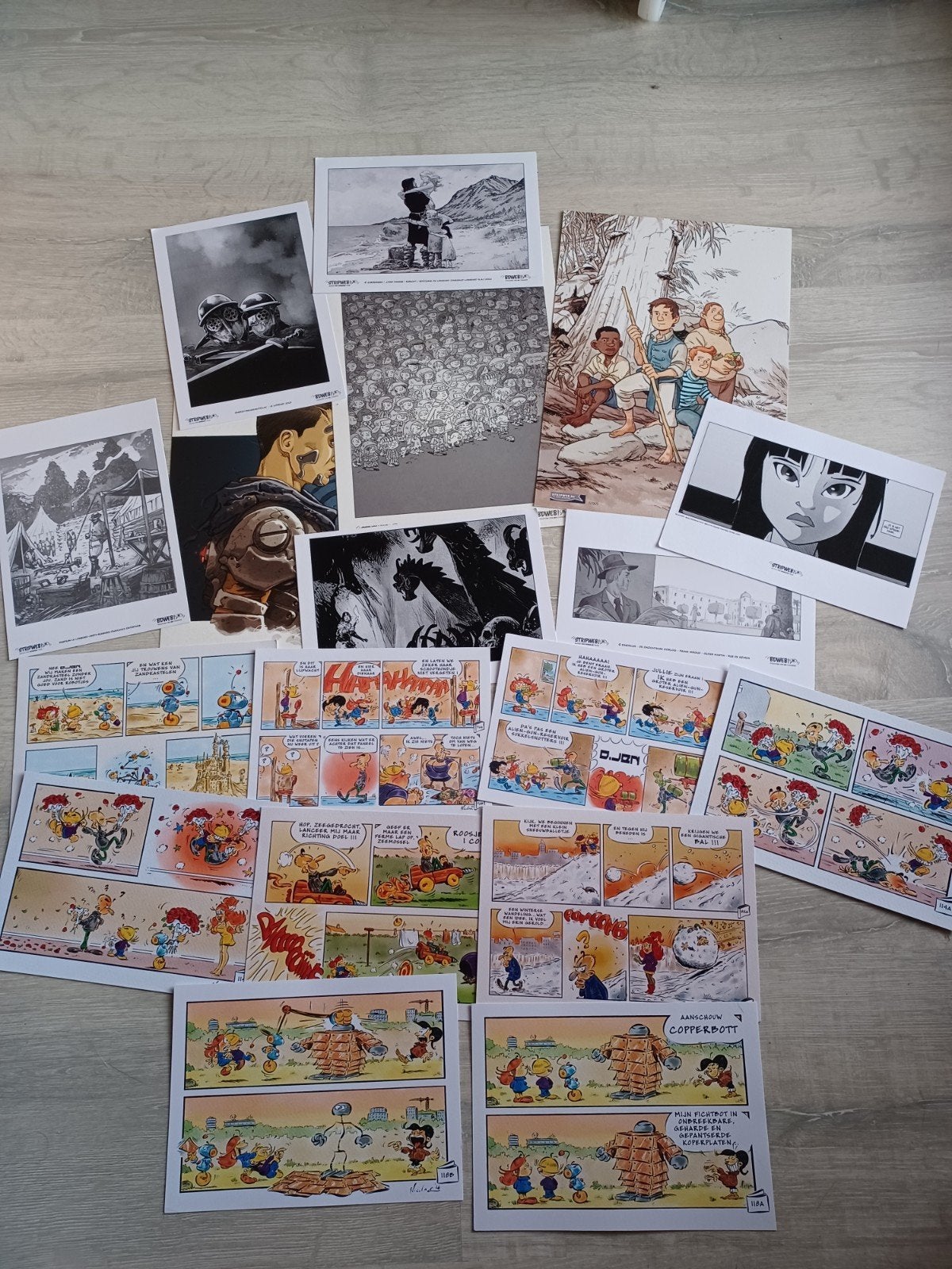 18 stripprenten, Verzamelen, Stripfiguren, Ophalen of Verzenden, Overige figuren, Nieuw, Plaatje, Poster of Sticker