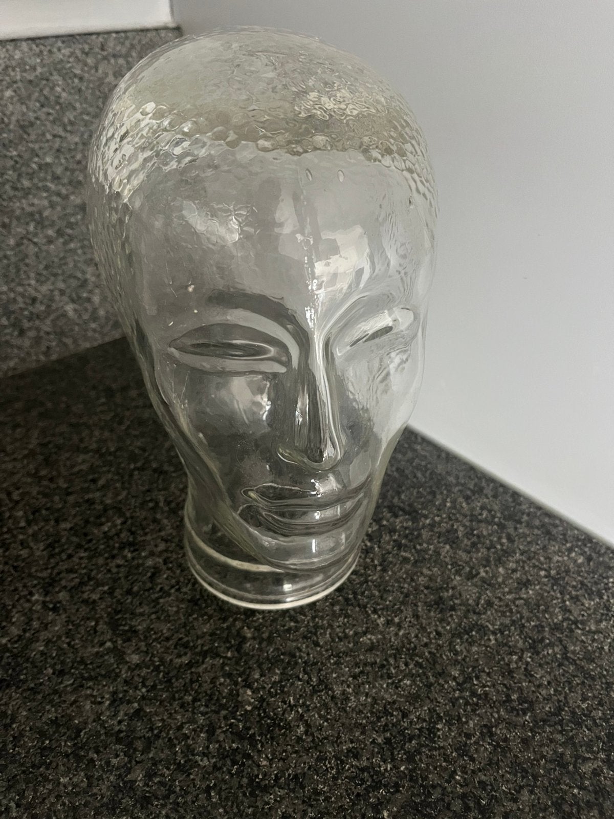 Vintage glazen transparant mannequin hoofd, Antiek en Kunst, Ophalen of Verzenden
