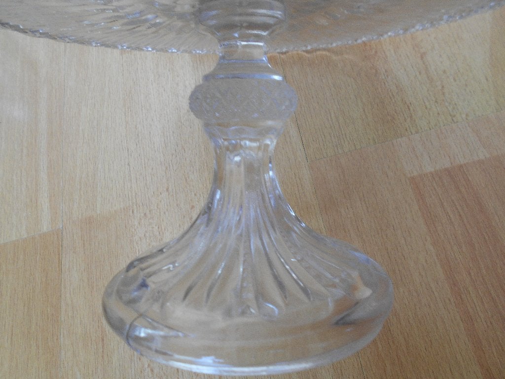 Plat à tarte et gâteau sur pied, Plateau, Vintage, Comme neuf, Verre