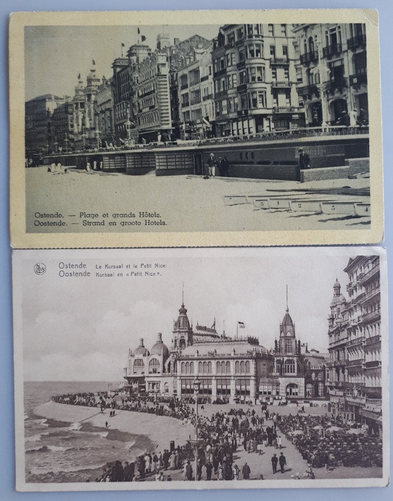 2 Cartes postales anciennes OSTENDE 1939 Ref.E6, Enlèvement ou Envoi, 1920 à 1940, Non affranchie, Flandre Occidentale