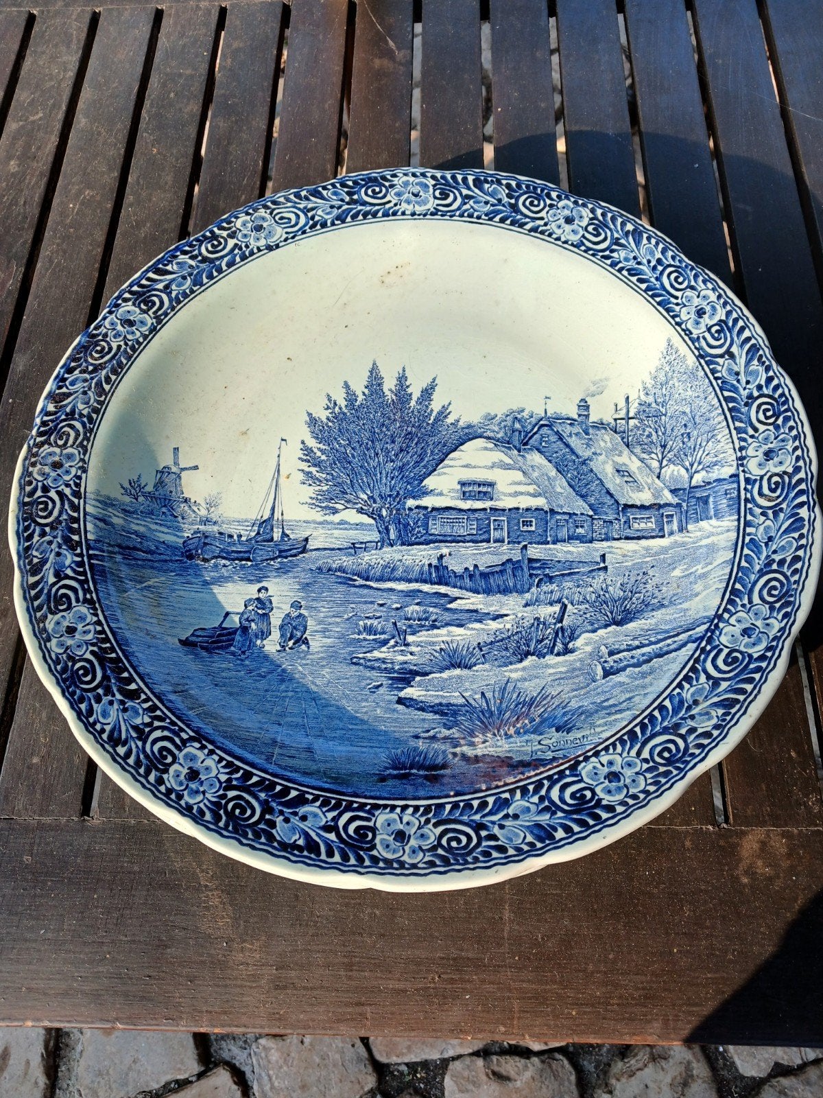 Bord delft blauw landschap, Antiquités & Art, Enlèvement