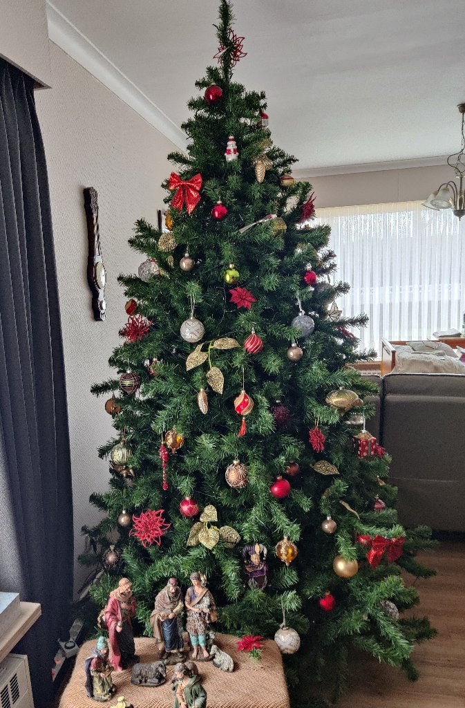 Kerstboom 2m40 met rieten huls, Diversen, Ophalen, Gebruikt