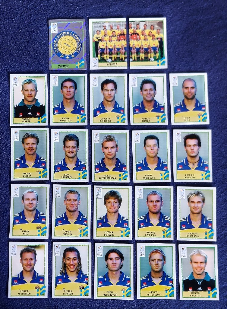 23 versch. Panini stickers voetbal ' Euro 2000 - Zweden ', Ophalen of Verzenden, Nieuw, Meerdere stickers