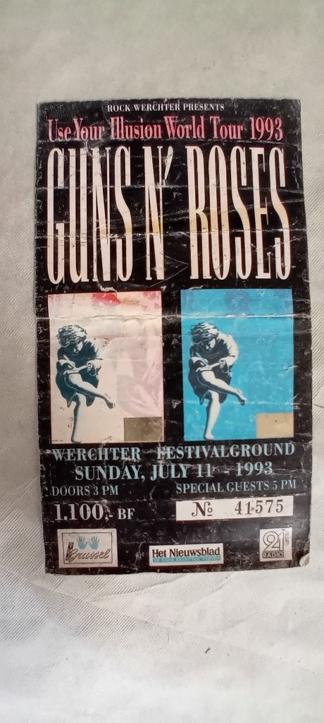 Ticket concert Guns N' Roses 1993 Werchter - Brian may, Muziek en Instrumenten, Overige Muziek en Instrumenten, Ophalen of Verzenden