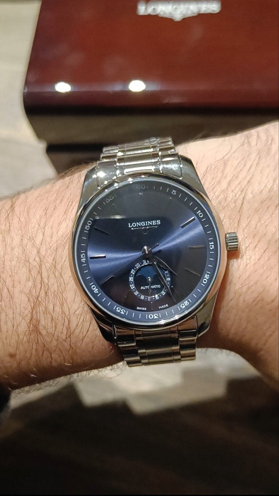 Longines Master Collection Moonphase, Handtassen en Accessoires, Horloges | Heren, Ophalen of Verzenden, Zo goed als nieuw, Polshorloge