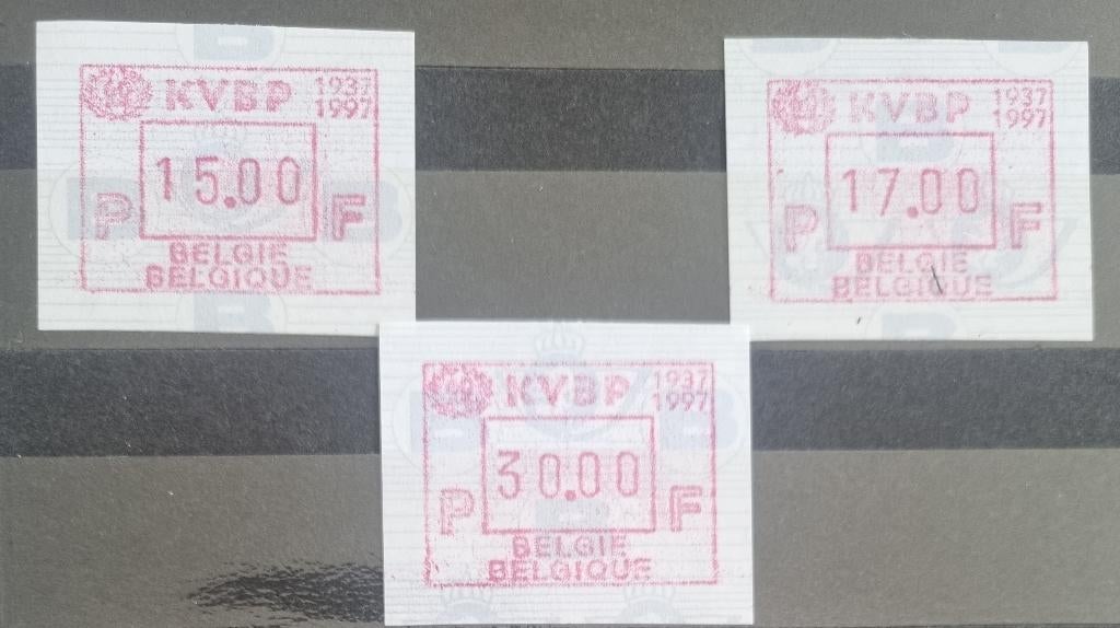 3 x vignette d'affranchissement ATM 93 60 ans KBVP, Neuf, Non oblitéré, Sans enveloppe, Envoi