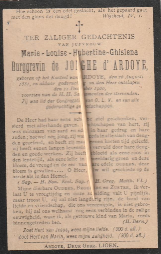 Bidprentje Adel-Noblesse, Verzamelen, Bidprentjes en Rouwkaarten, Verzenden, Bidprentje
