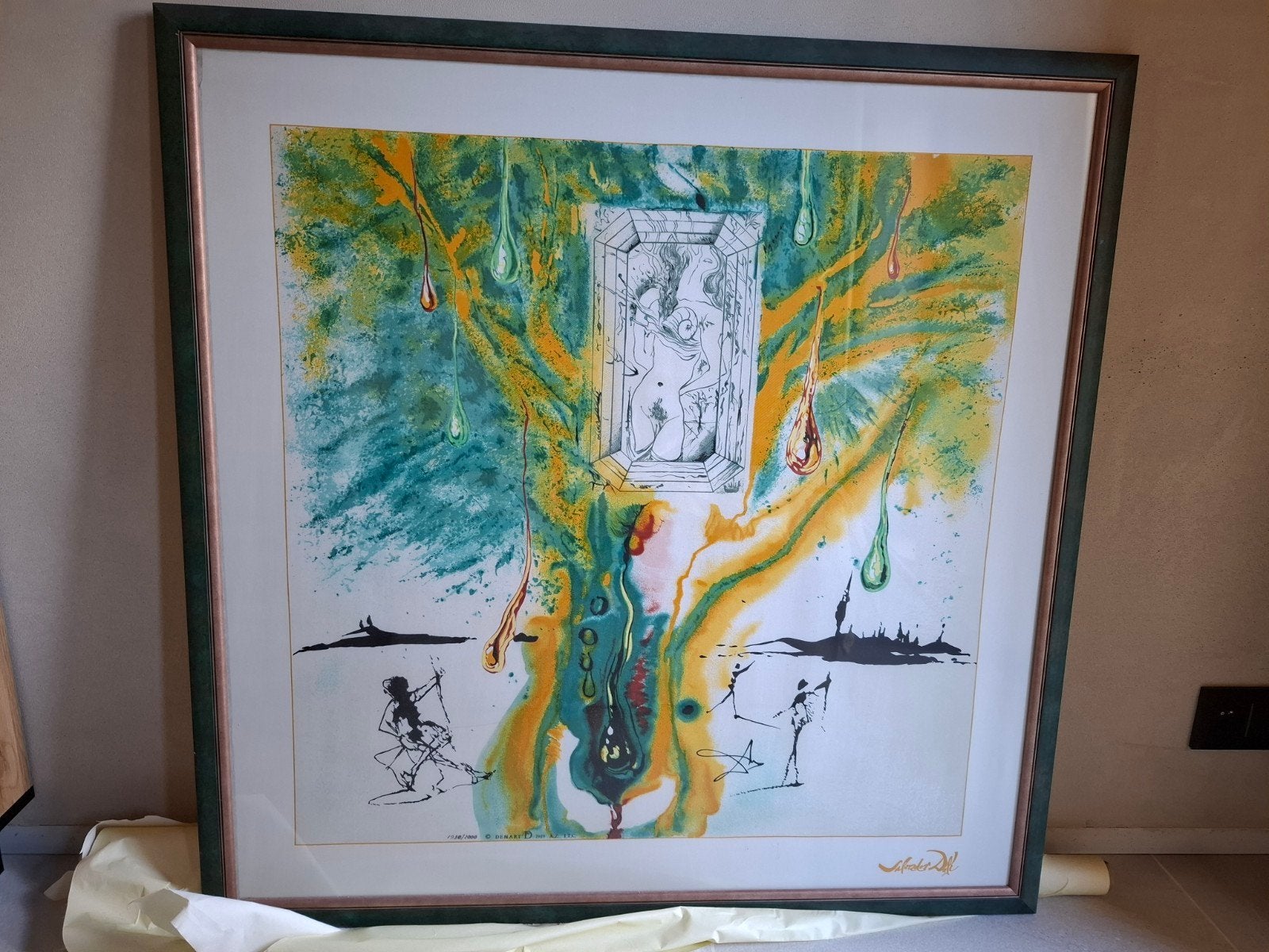 Salvador Dalí – La Table d'Émeraude, zeefdruk op zijde, Antiek en Kunst, Ophalen