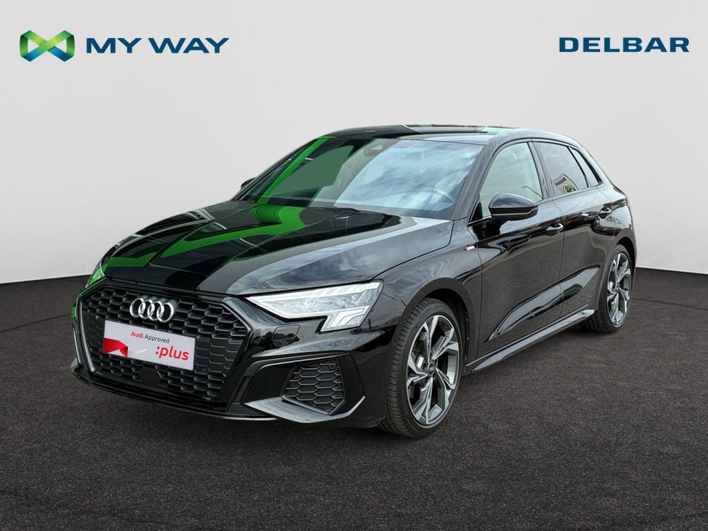 Audi A3 Sportback A3 Sportback 35 TFSI S line S tronic, Automaat, 135 g/km, Zwart, https://public.car-pass.be/vhr/3745d19f-7912-4cb0-aaf9-37c15c871a77