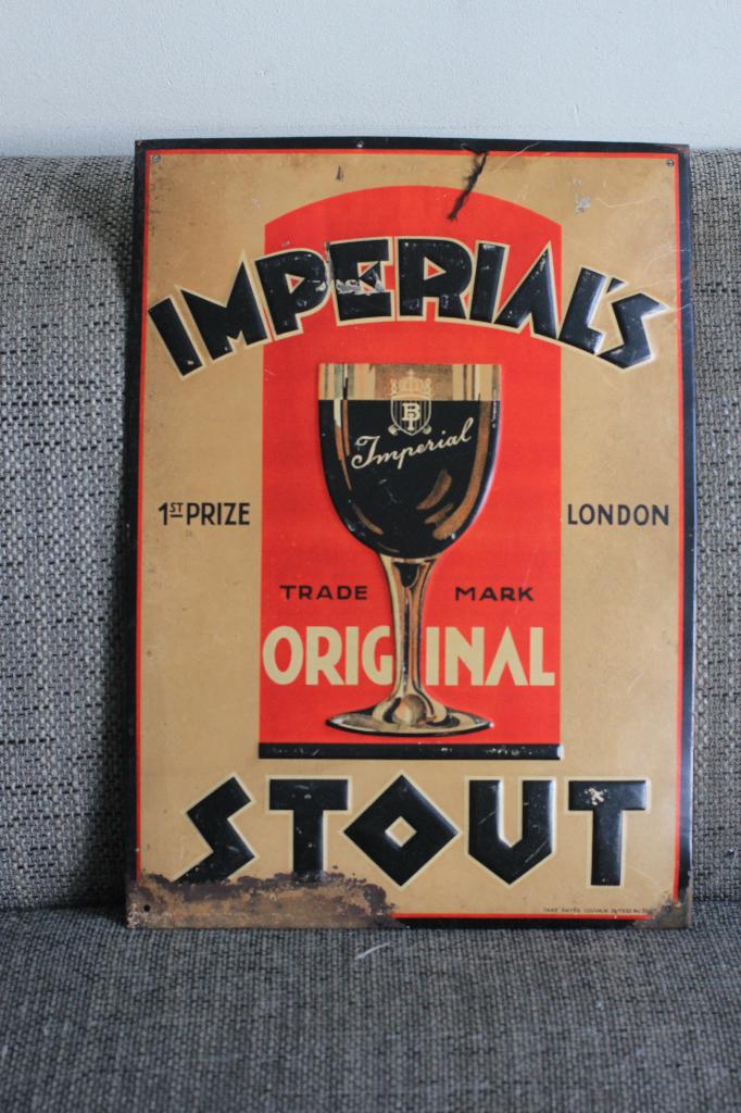 blikken bierplaat IMPERIAL STOUT GEEN EMAILLE, Verzamelen, Ophalen of Verzenden