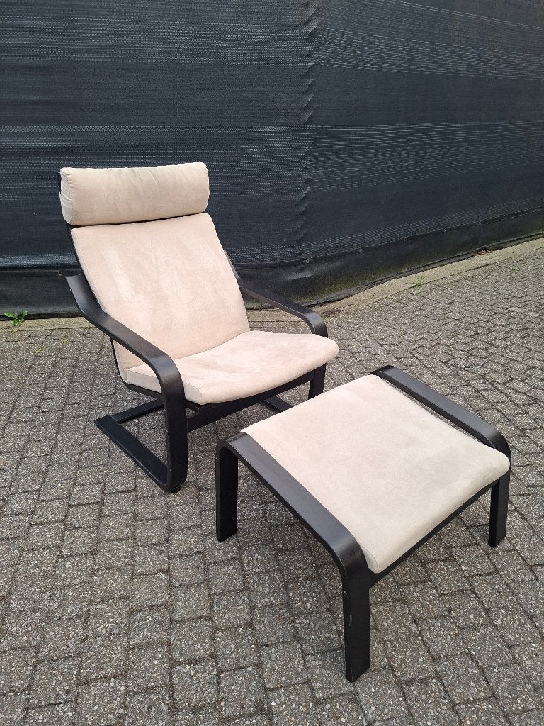 IKEA POÄNG fauteuil en voetenbank, Enlèvement, Utilisé, Tissus
