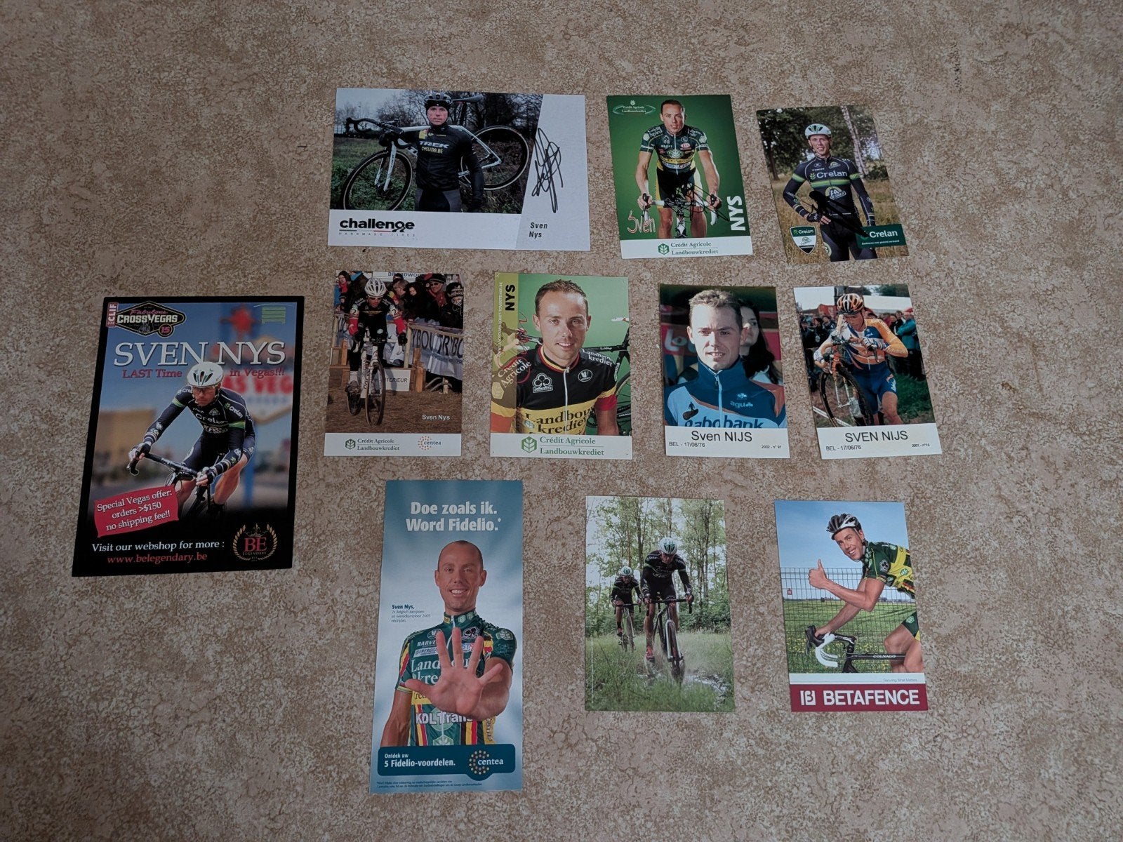 Fotokaarten Sven Nys - gesigneerd (alles samen voor €10), Enlèvement ou Envoi