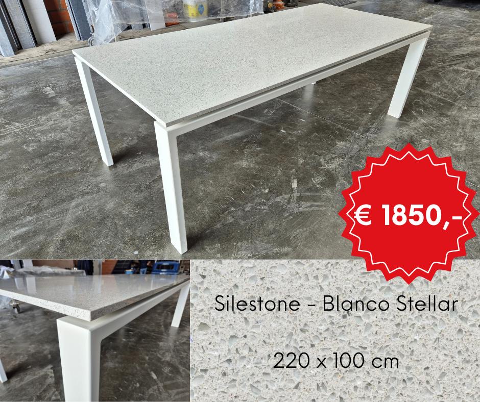 Tafel mineraalcomposiet - 2 cm met onderstel 220 x 100 cm, Neuf, 150 à 200 cm, Cinq personnes ou plus, 100 à 150 cm